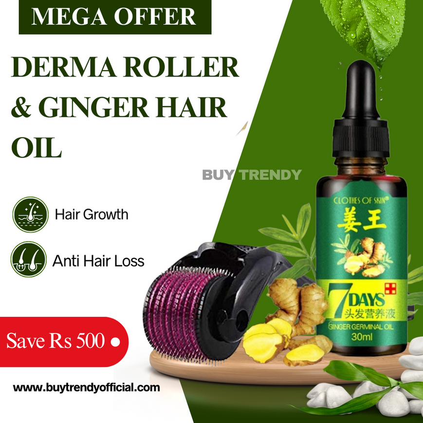 Derma Roller + Ginger Hair Growth Oil (2 in 1)